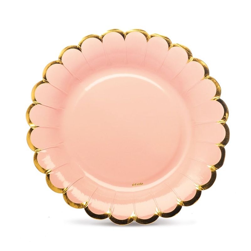 Linha Cores - Prato Foil Escalope Rosa 20,5 cm - 6 Un