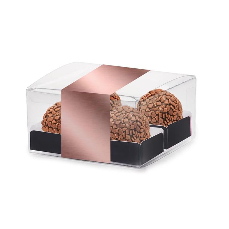 Rose Gold - Caixa Clean com Forminhas para 4 Doces Rosê Gold 8x8x4 - 4 Peças