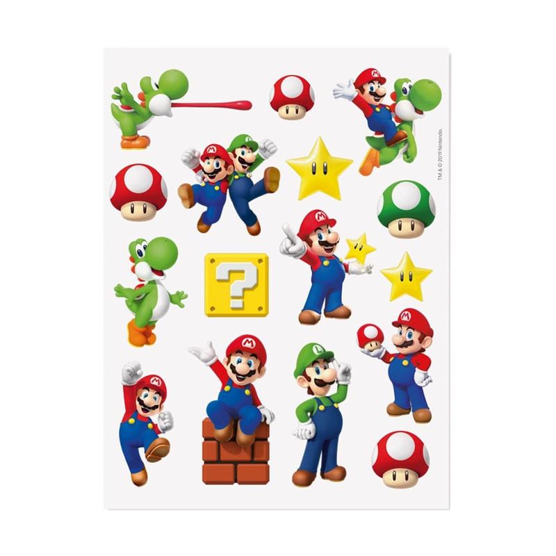 Festa Super Mário - Cartela Tatuagem para Pele Super Mario 14,5x18,5 - 4 un