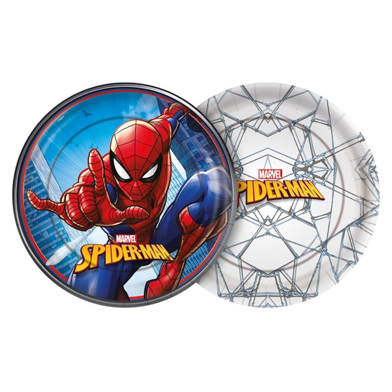 Festa Homem Aranha - Prato Descartável Redondo Spider Man Animação - 8 Un