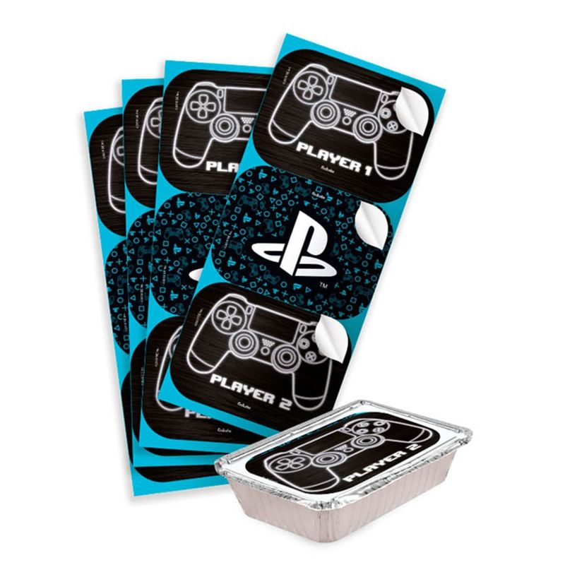 Festa PlayStation - Adesivo Decorativo Retangular PlayStation - 4 Cartelas