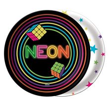 Prato Redondo Descartável Neon - 8 Un