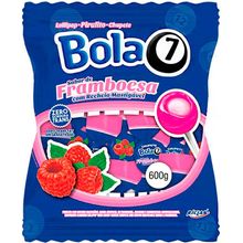 Pirulito Bola7 Framboesa Recheio Mastigável Riclan - 50 Un