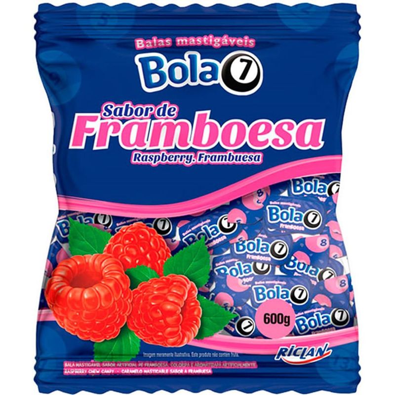 Bala Mastigável Bola 7 Framboesa 600g - Riclan