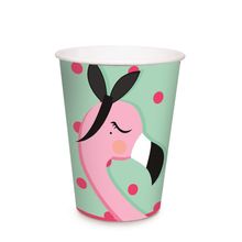 Copo Papel Flamingo 240Ml Pt - 8 Un