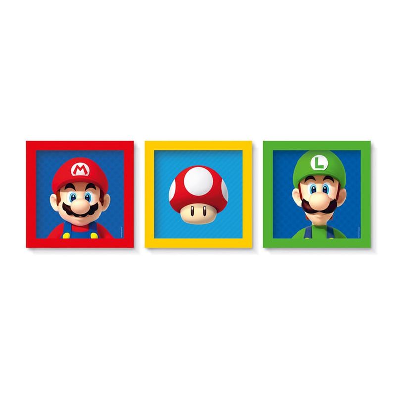 Quadro Moldura Sortido Super Mario - 3 Un