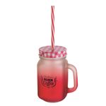 Pote De Vidro Degrade 450 Ml C/ Canudo Vermelho