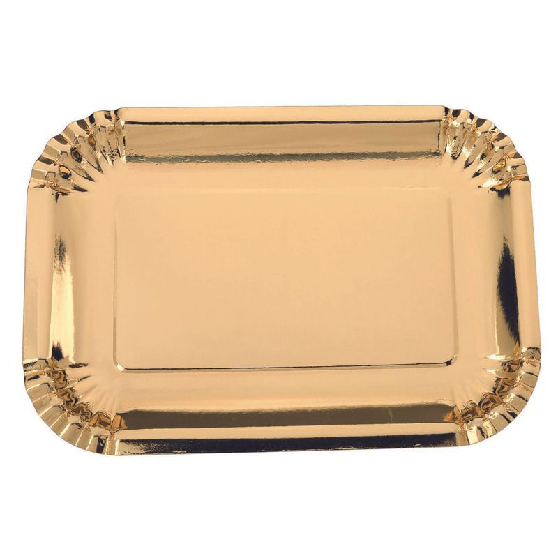 Prato De Papel Retangular Dourado 18,5 X 26,5 Cm C/ 5 Un - 5 Un