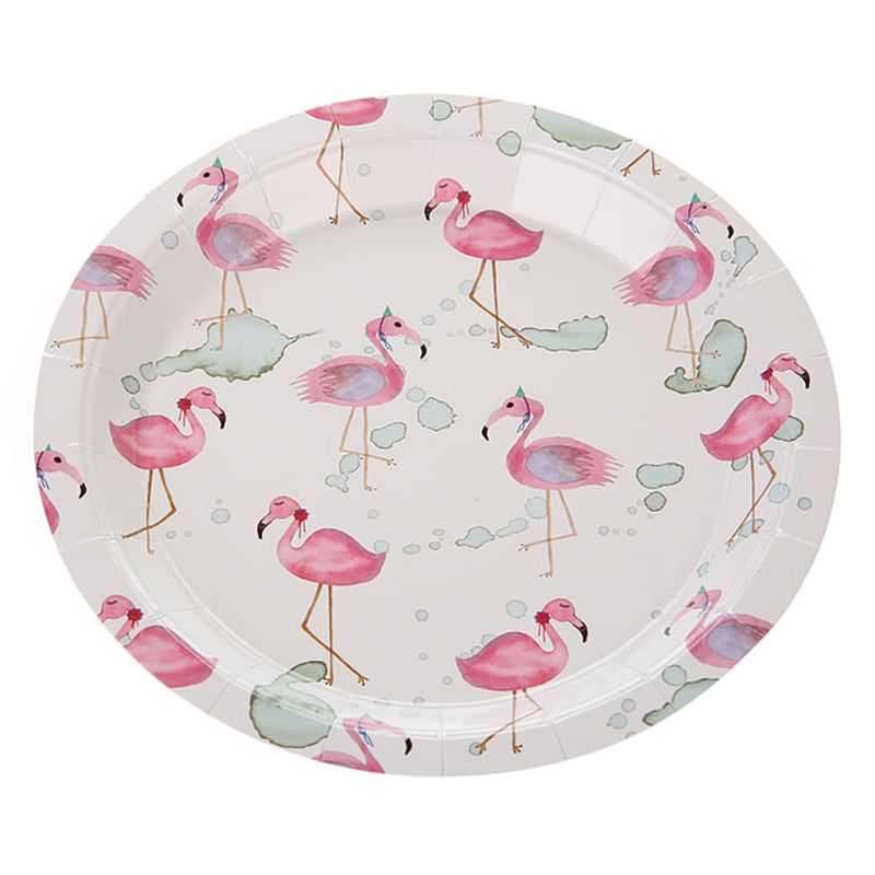 Prato Papel Aquarela Flamingo - 10 Un