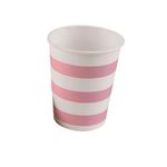 Copo de Papel 270ml Listrado Rosa Bebe - 10 Un