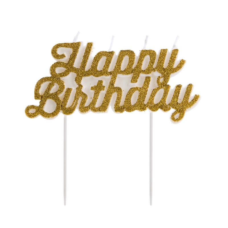 Vela Happy Birthday Dourada / Branco