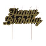 Vela Happy Birthday Dourada / Preto