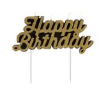 Vela Happy Birthday Dourada / Preto