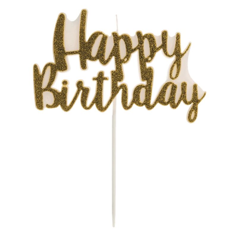 Vela Happy Birthday Glitter Dourada