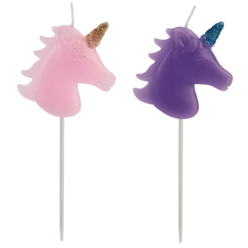 Vela Unicornio Roxo / Rosa - 2 Un
