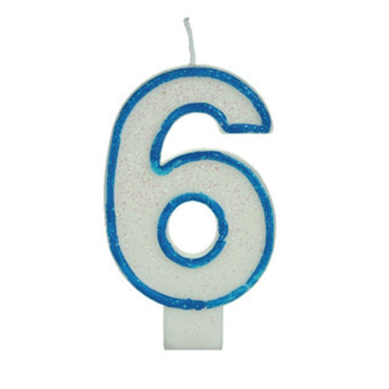 Vela Big Glitter Borda Azul Número 6