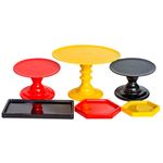 Festa Carros Disney - Kit de Boleiras e Bandejas - Vermelho, Preto e Amarelo - 06 peças