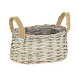 Cesta de Vime Forro Plástico Oval com Alça de Juta P/M U