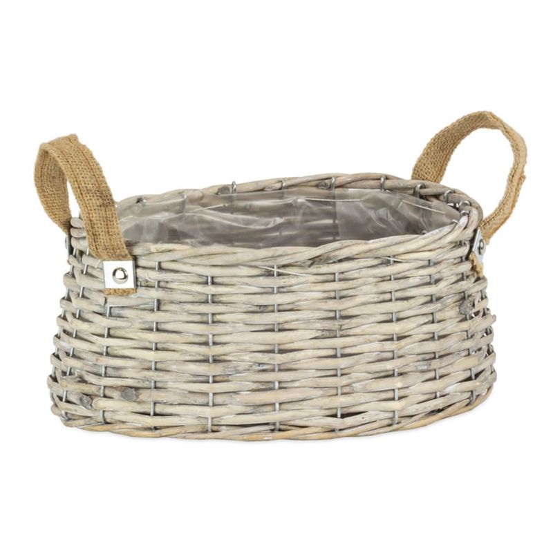 Cesta de Vime Forro Plástico Oval com Alça de Juta P/M U