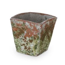 Vaso Terracota Envelhecida Verde de Cerâmica com