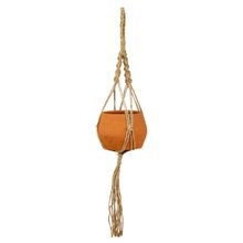 Suporte Aereo Macrame com Vaso de Barro 13x13x90cm (Bb9S64)