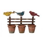 Jardineira de Metal Envelhecida com 3 Vasos Cimétricos e Pássaros