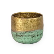 Vaso de Ferro Verde Dourado