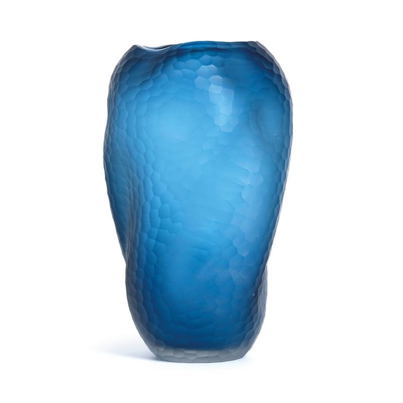 Vaso de Vidro Torcido Azul P