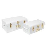 Jogo de Maletas Fecho Dourado Branco M / G - 2 Peças