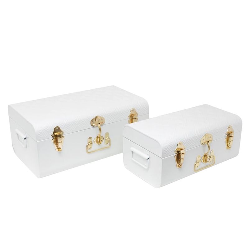 Jogo de Maletas Fecho Dourado Branco M / G - 2 Peças