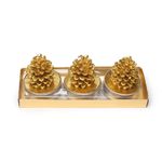 Vela Formato Pinha Tealight Ouro (Gold Touch) - 3 Peças