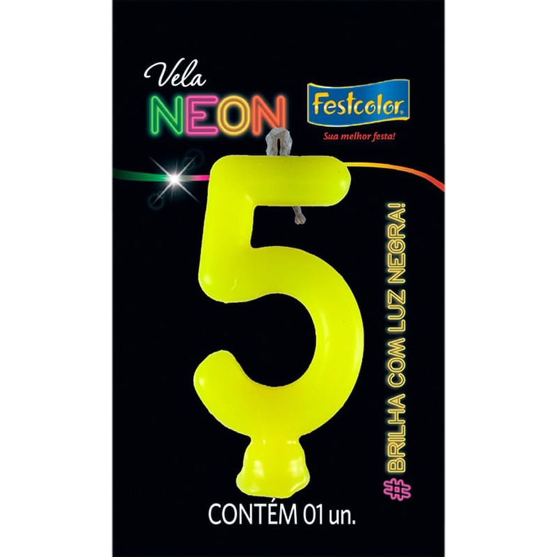 Vela N° 5 Amarelo Neon