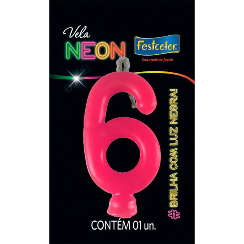 Vela N° 6 Rosa Neon