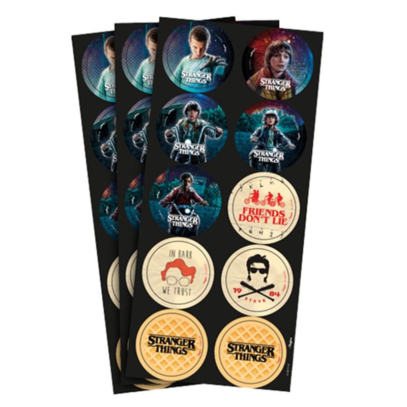 Festa Stranger Things - Adesivo Decorativo Redondo Stranger Things - 03 Cartelas