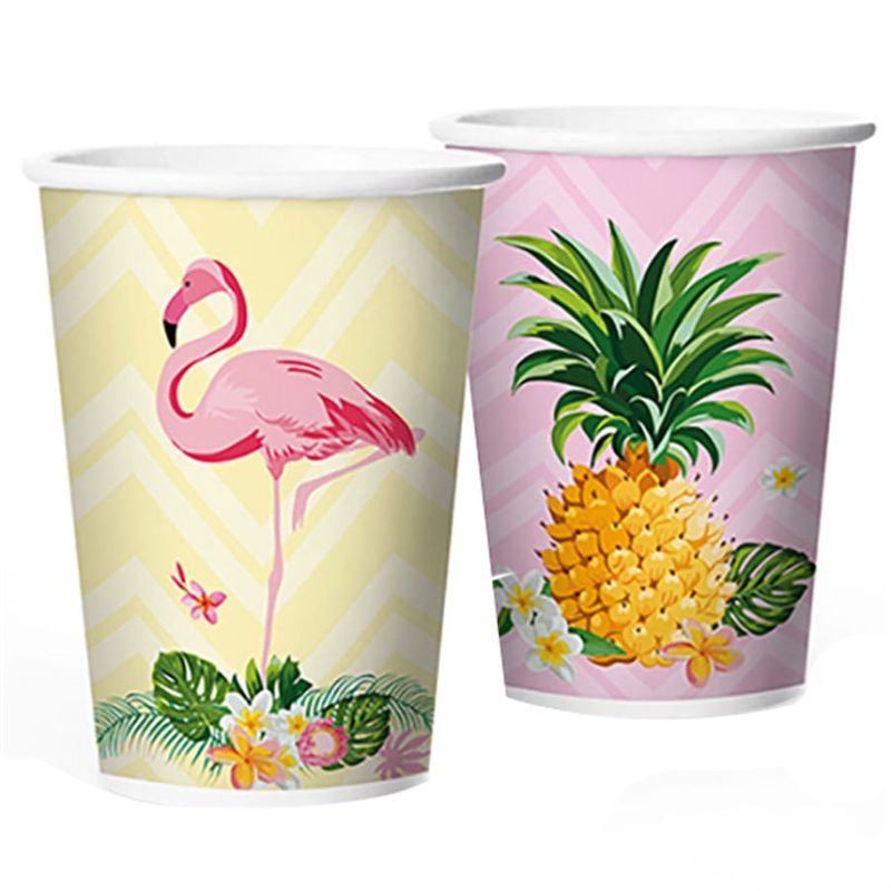 Copo de Papel 180ml Festa Flamingo - 8 Un