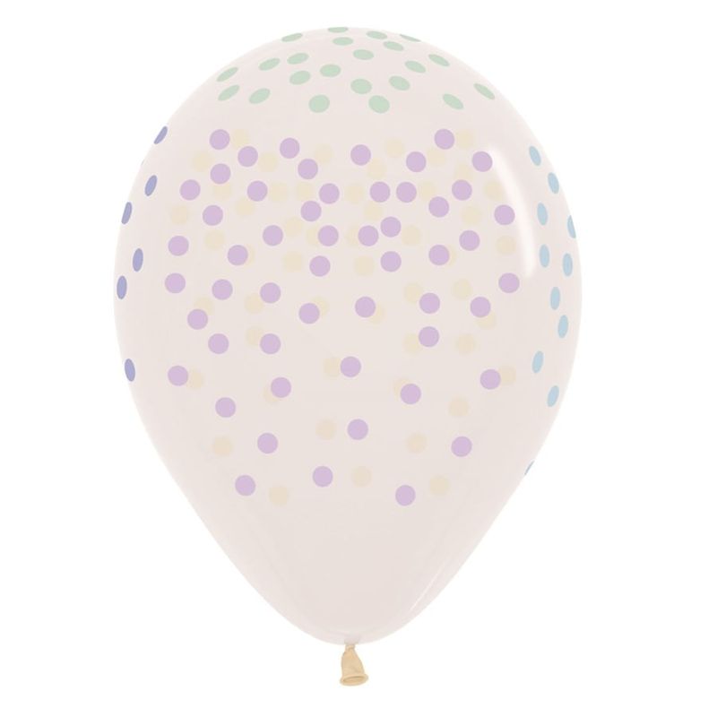 Balão Latex Impressão 360 Confetti Pastel Multic 12" / 30cm - 50 Un