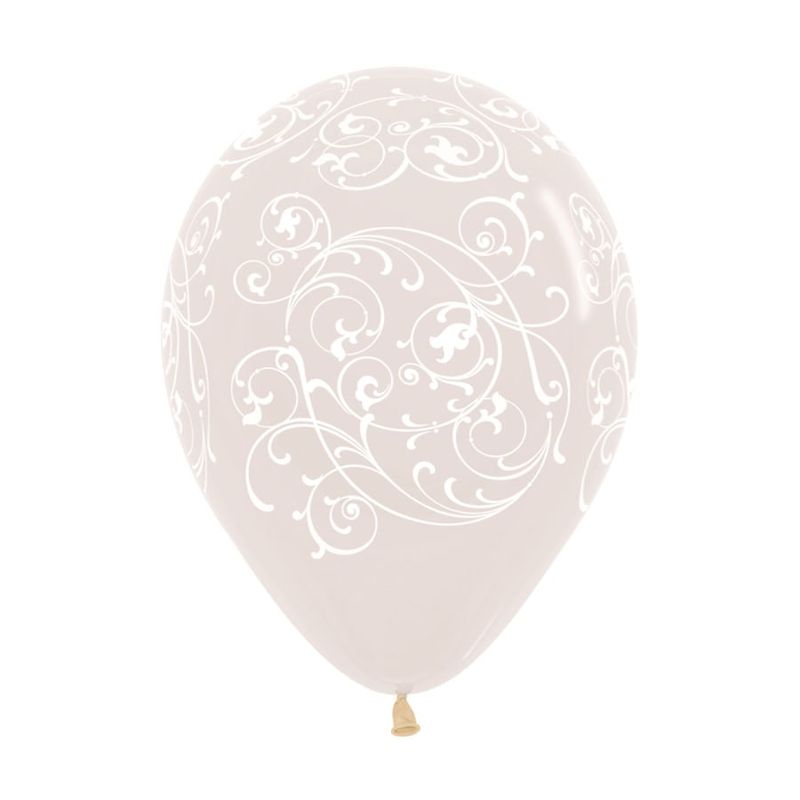 Balão Latex Impressão 360 Cristal Arabesco Filigree 12" / 30cm - 50 Un