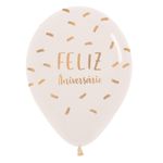 Balão Latex Impressão 360 Cristal Feliz Aniver Transparência 12" / 30cm - 50 Un
