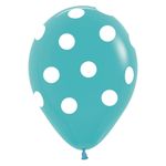 Balão Latex Impressão 360 Fashion Azul Caribe Bolas Branco 12" / 30cm - 50 Un