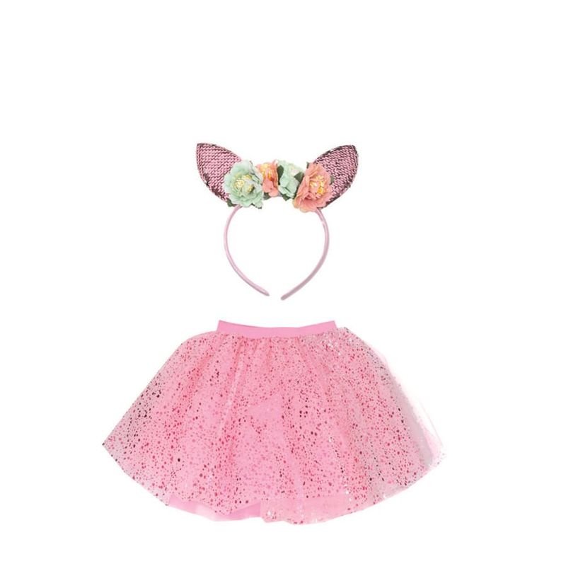 Kit Saia de Tule Tiara Rosa Claro Infantil - 2 Acessórios