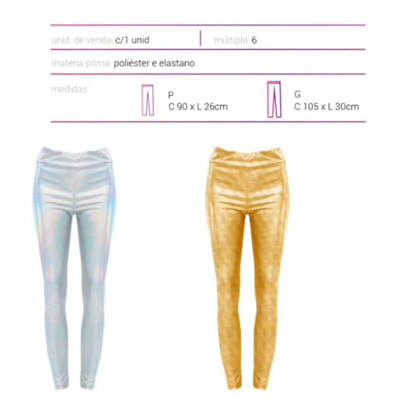 Calça Legging Iridescente P com 1 Unidade