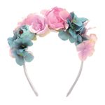 Tiara com Flores Rosa e Azul