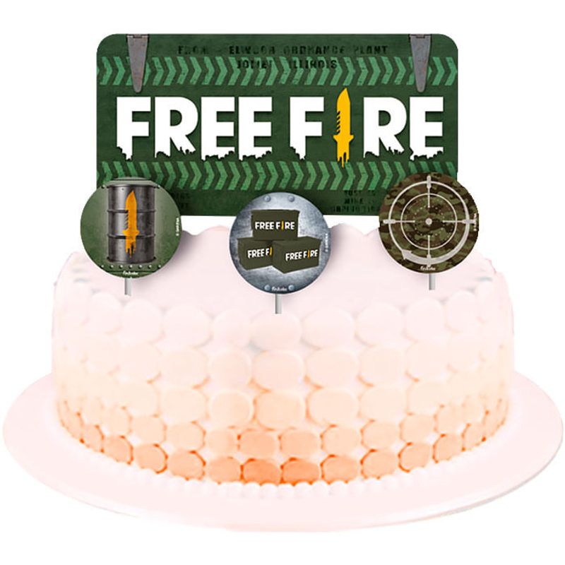 Topo de Bolo Free Fire e Saia de Bolo para Imprimir