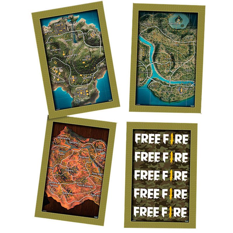 Quadros Decorativos Free Fire - 4 Un