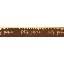 Fita Decorativo Cetim com Hot Stamping Feliz Páscoa Marrom 22mmx10m - 3 Un
