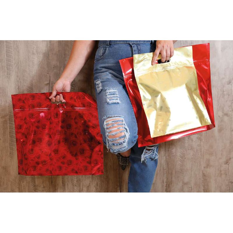 Sacola Laminada com Ziper Star Ouro 32x40 Sanfonado - 1 Un