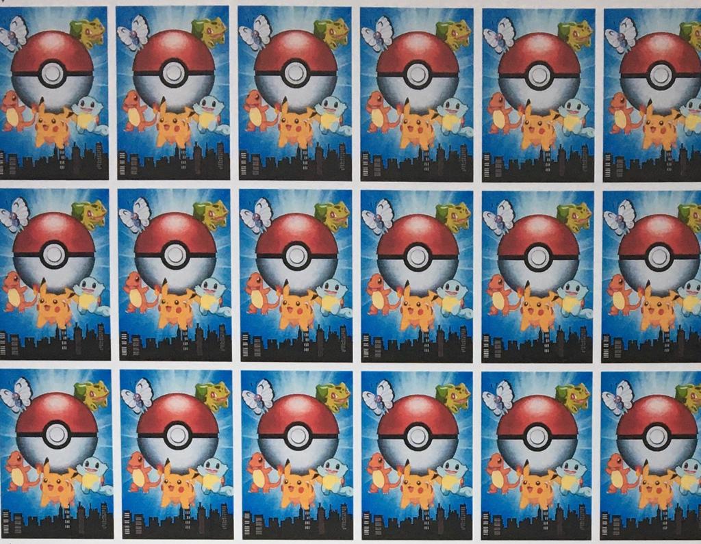 Festa Pokémon - Adesivo Decorativo Quadrado- 18 Un - Festas da 25