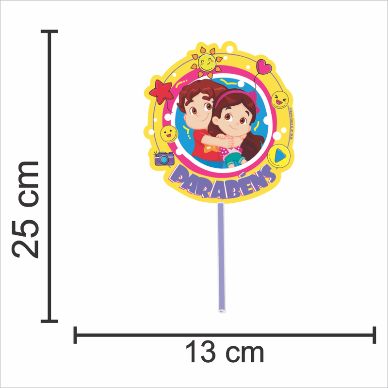 Topo de Bolo Decorativo Impresso para Festa Maria Clara e JP - 1 Un