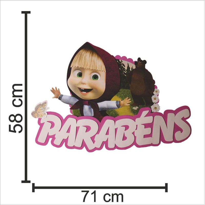 Painel Parabéns para Decoração Festa Masha e o Urso - 1 Un