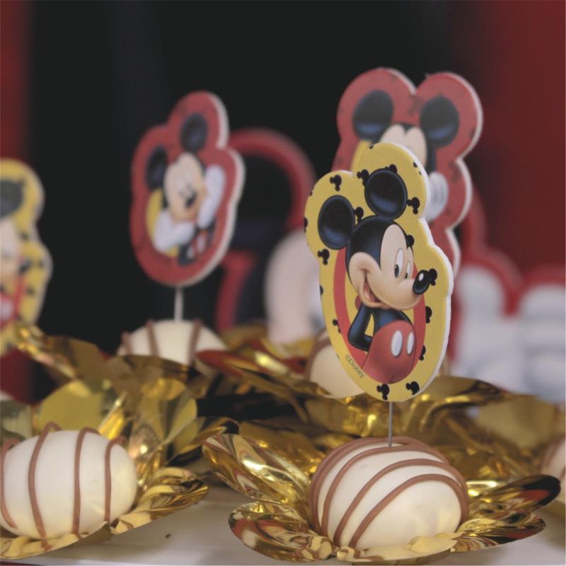 Palitos Decorativos Impressos para Docinhos Festa Mickey - 12 Un